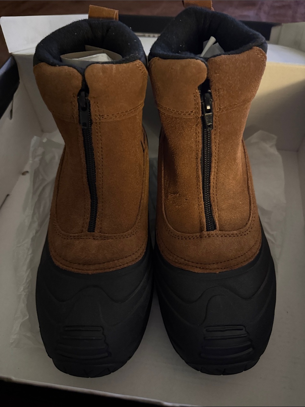 London Fog Brown and Black Men's Waterproof Winter Boots NIB SIZE 8